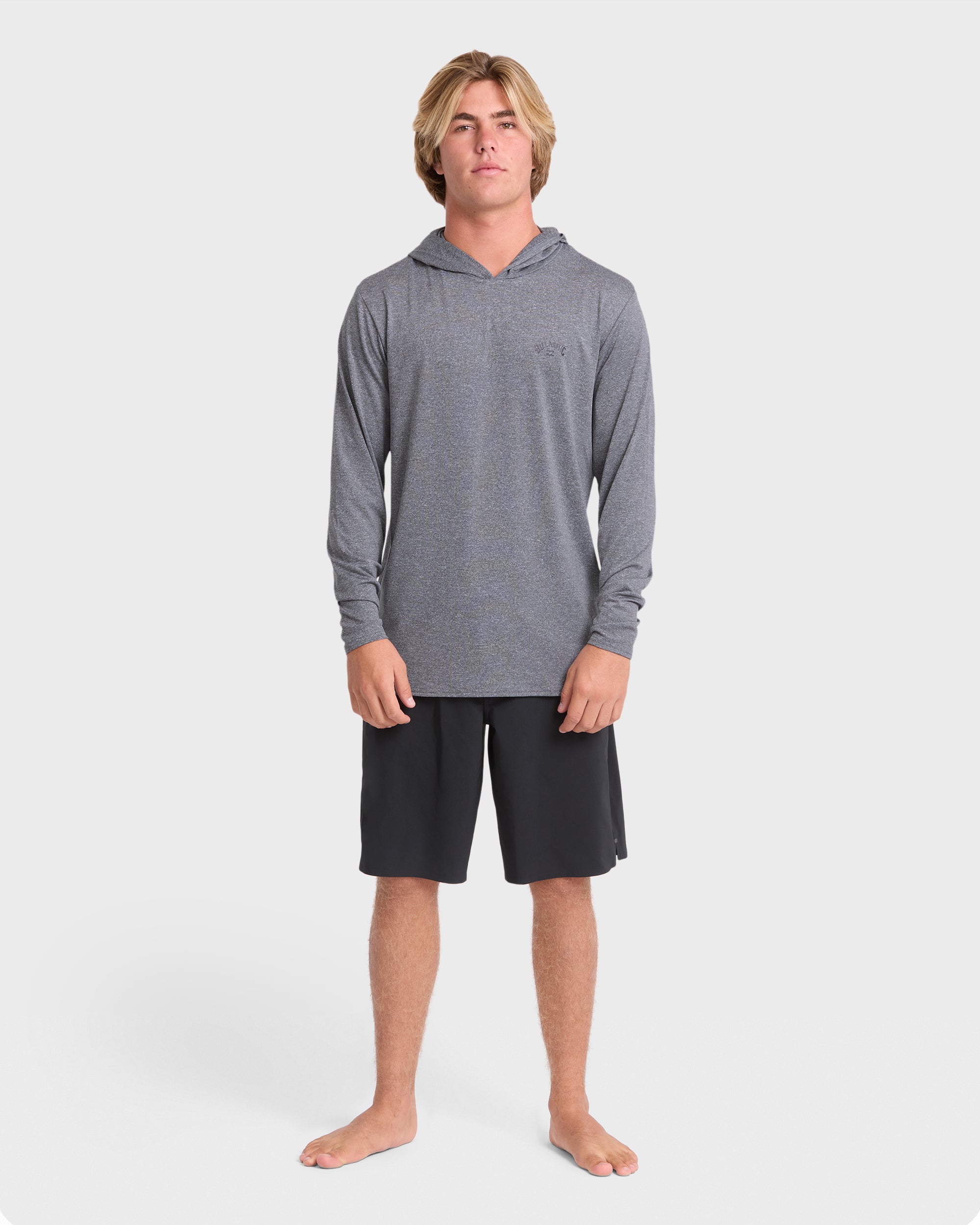 Arch Mesh Hooded Long Sleeve Surf Tee - Light Gray Heather