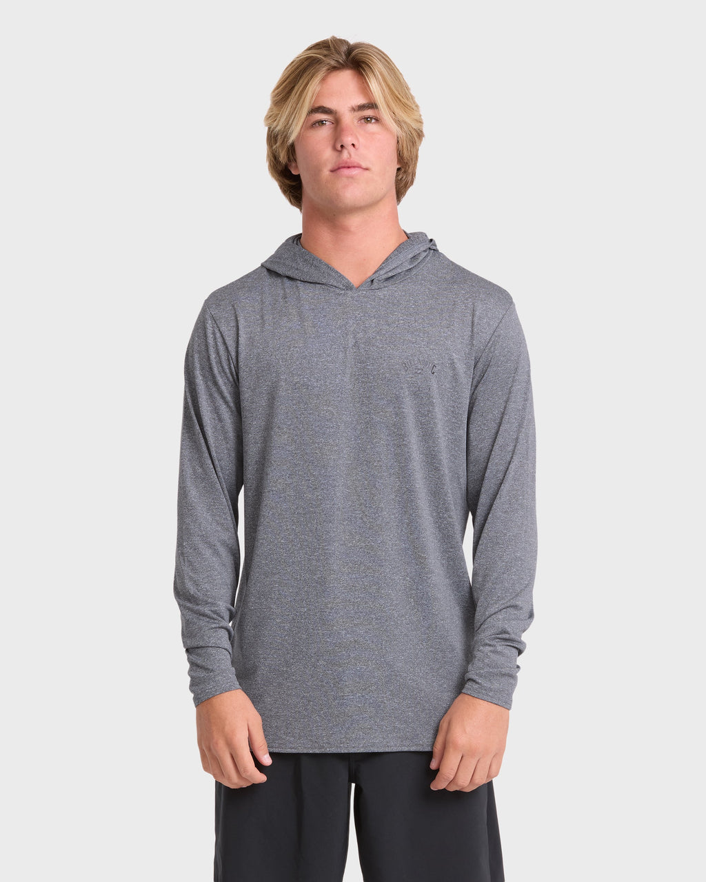 Arch Mesh Hooded Long Sleeve Surf Tee - Light Gray Heather
