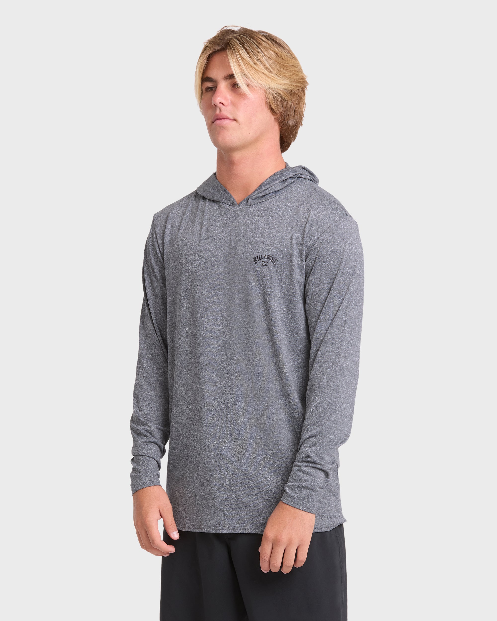 Arch Mesh Hooded Long Sleeve Surf Tee - Light Gray Heather