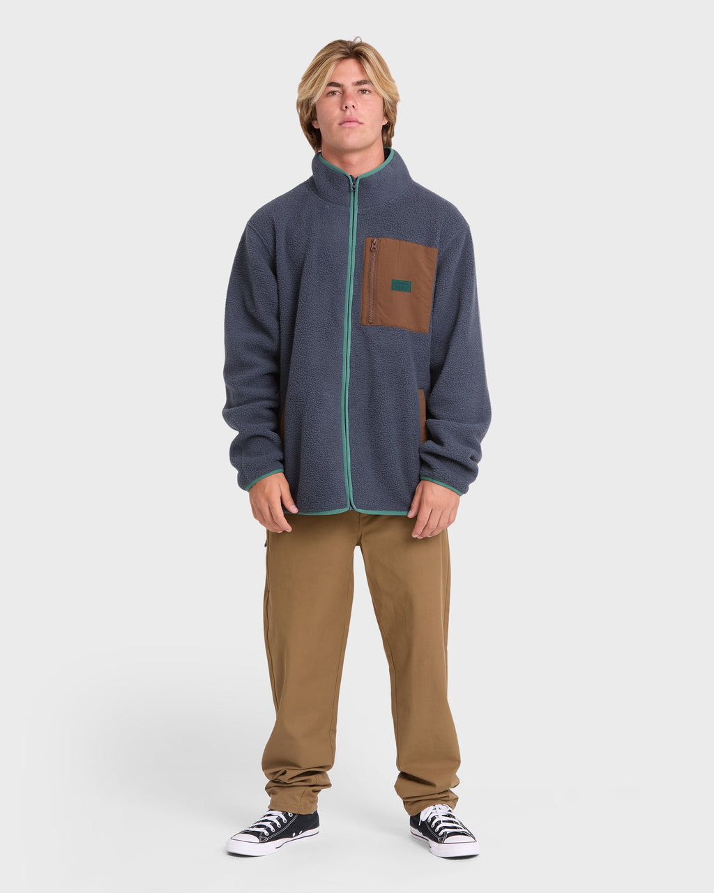 Alpine Mock Neck Full-Zip Fleece - Blue Graphite