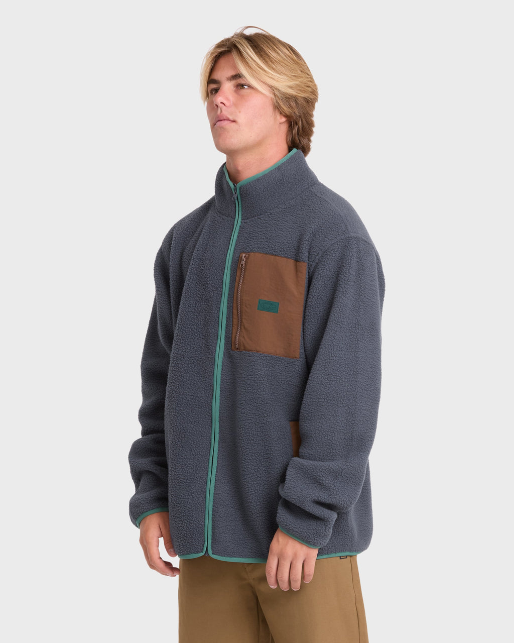 Alpine Mock Neck Full-Zip Fleece - Blue Graphite