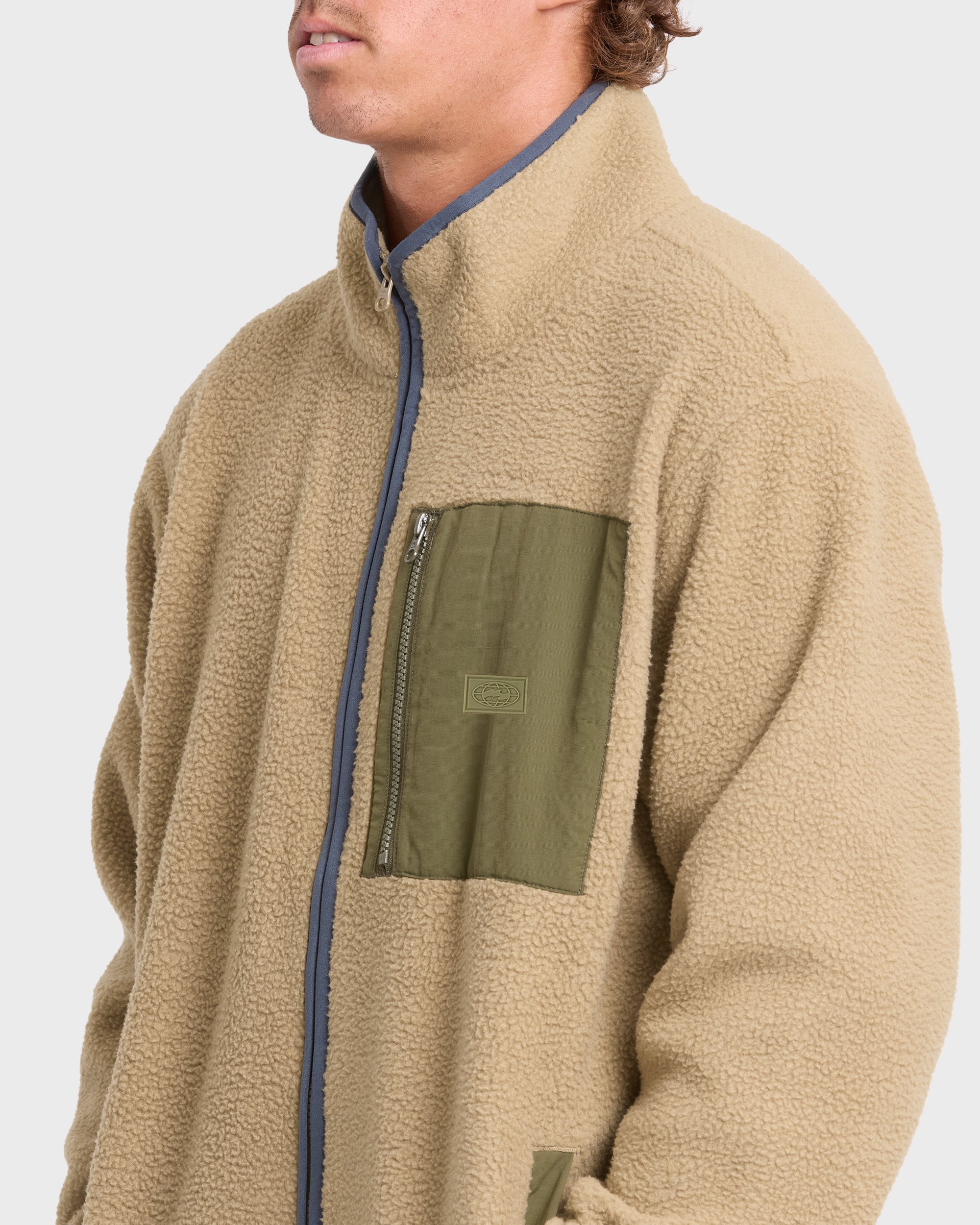 Alpine Mock Neck Full-Zip Fleece - Pale Khaki