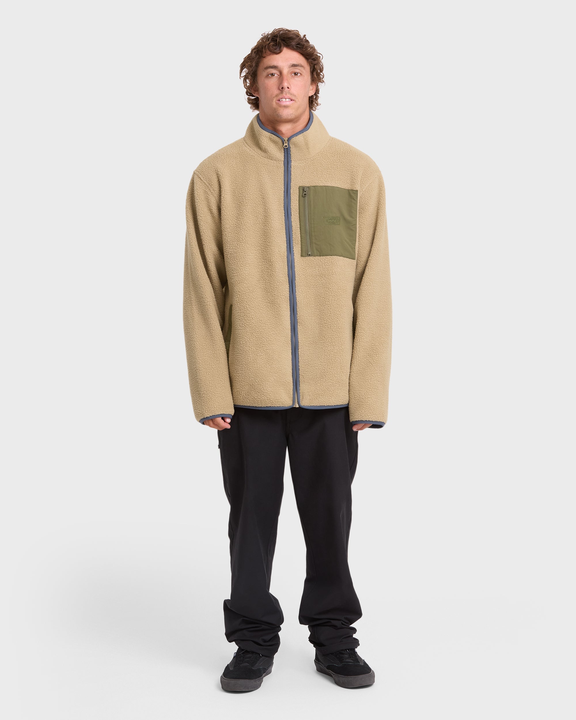 Alpine Mock Neck Full-Zip Fleece - Pale Khaki