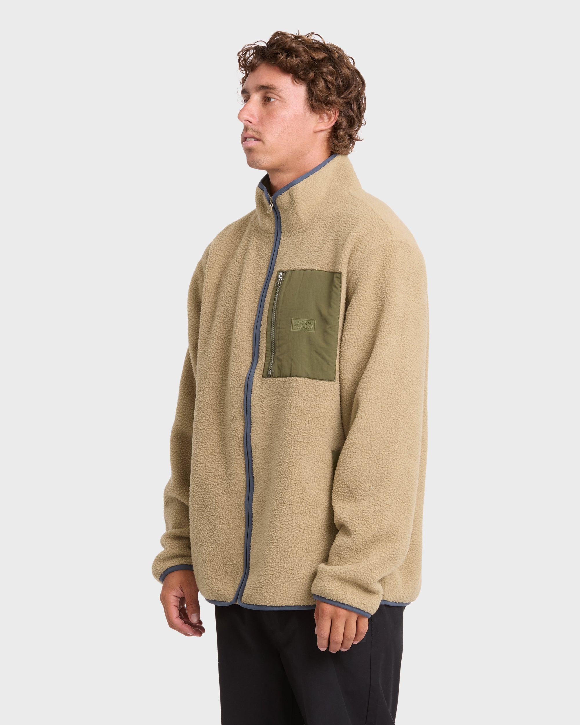 Alpine Mock Neck Full-Zip Fleece - Pale Khaki
