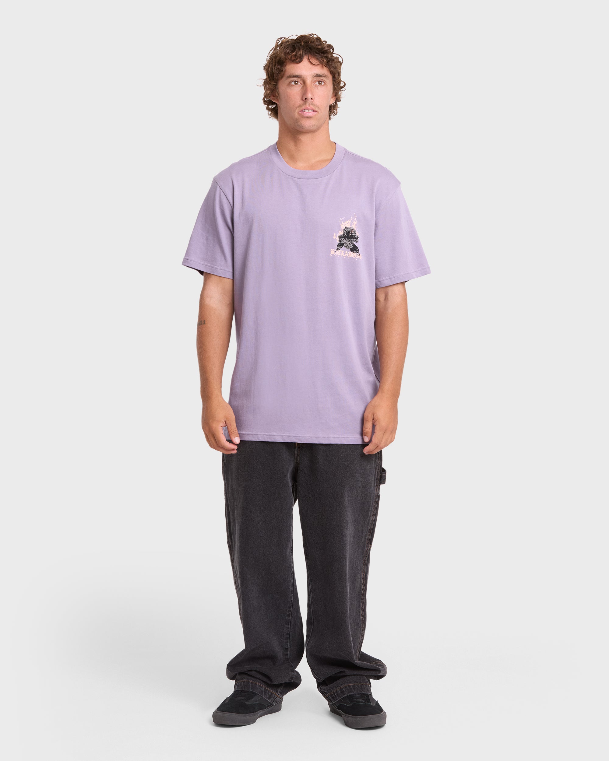 Tear Premium Short Sleeve Knit T-Shirt - Purple Ash