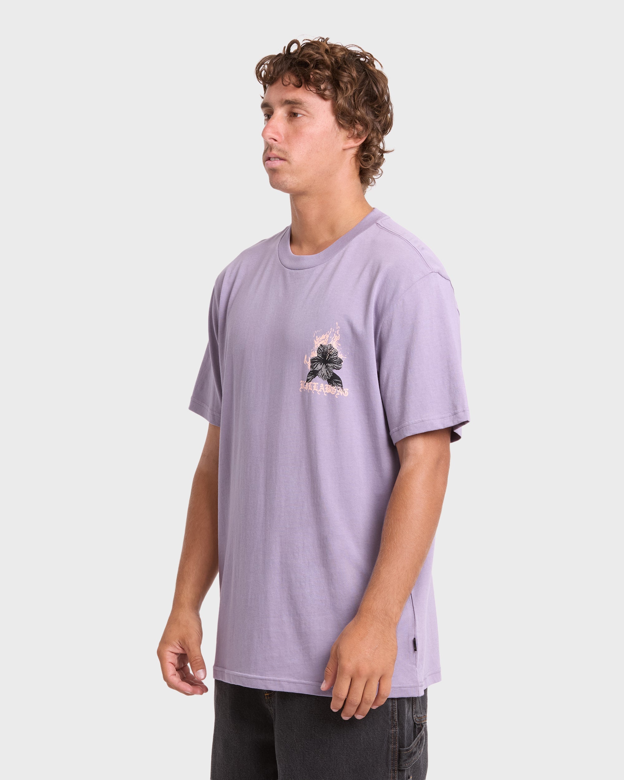 Tear Premium Short Sleeve Knit T-Shirt - Purple Ash