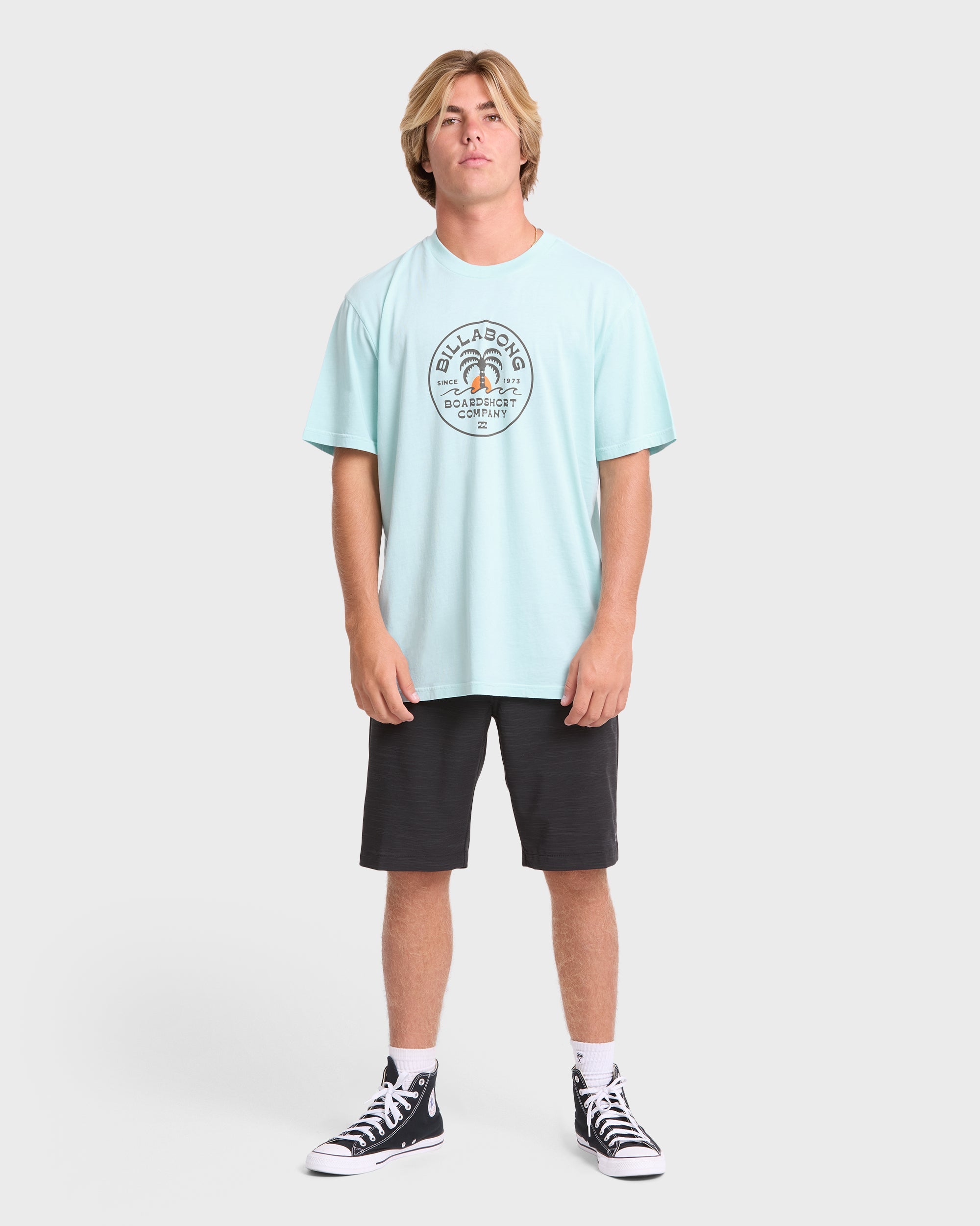 Frond Premium Short Sleeve Cotton T-Shirt - Coastal Blue
