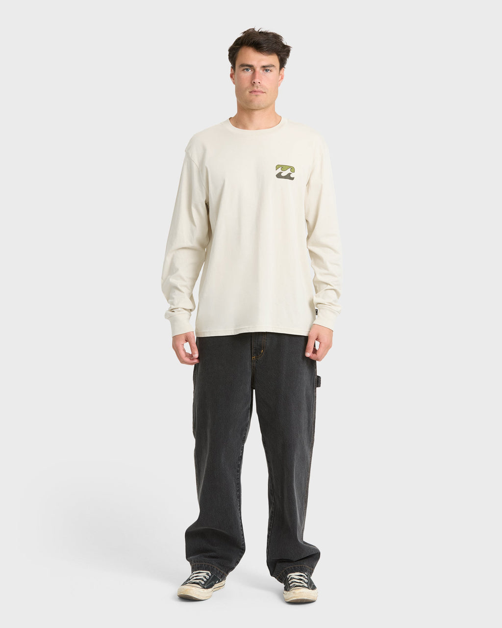 Crayon Wave Premium Long Sleeve Knit T-Shirt - Oatmeal