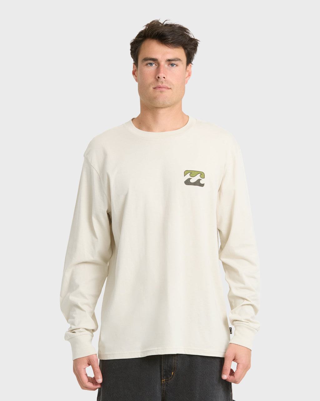 Crayon Wave Premium Long Sleeve Knit T-Shirt - Oatmeal