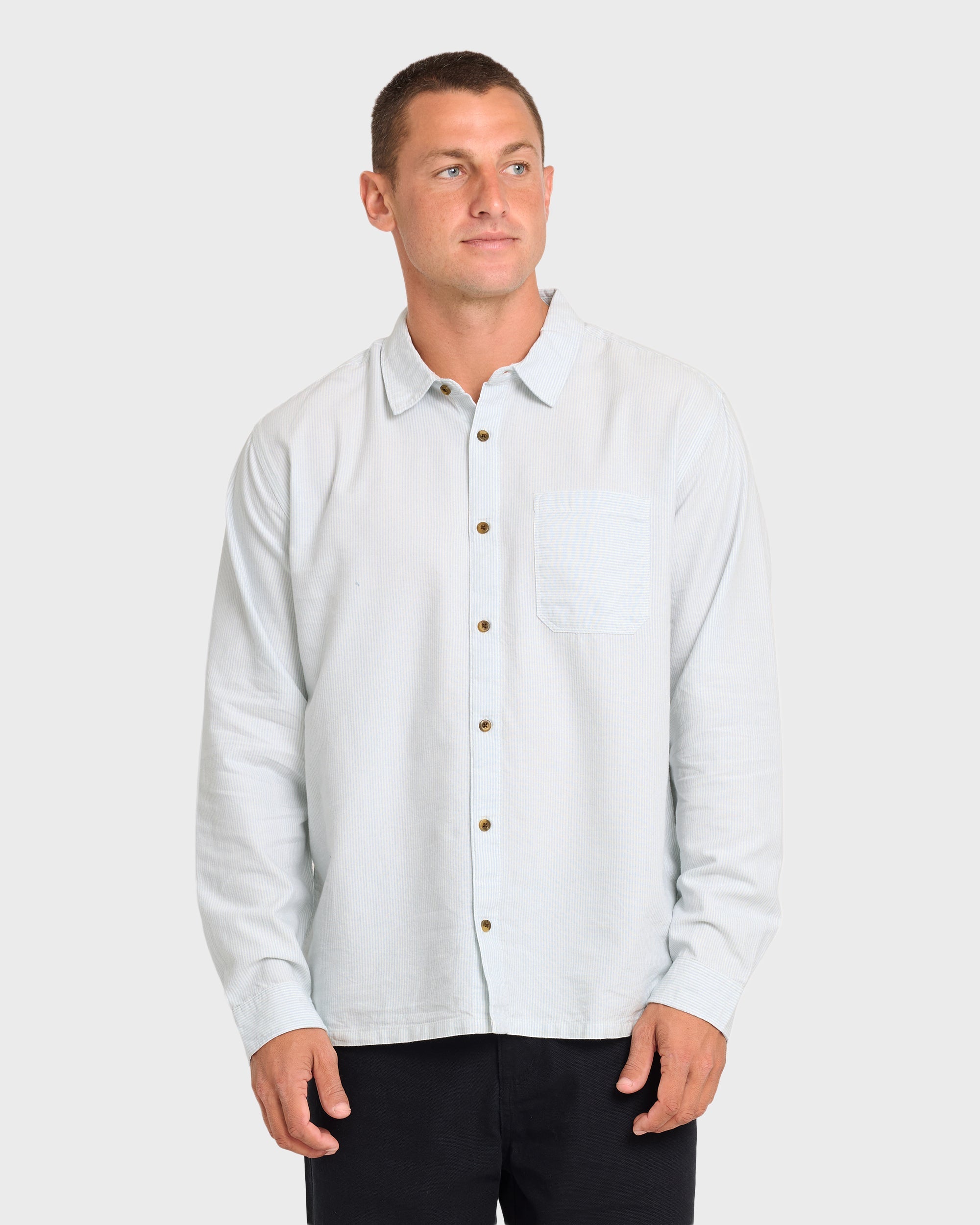 Garage Post Up Long Sleeve Oxford Shirt - Blue Smoke
