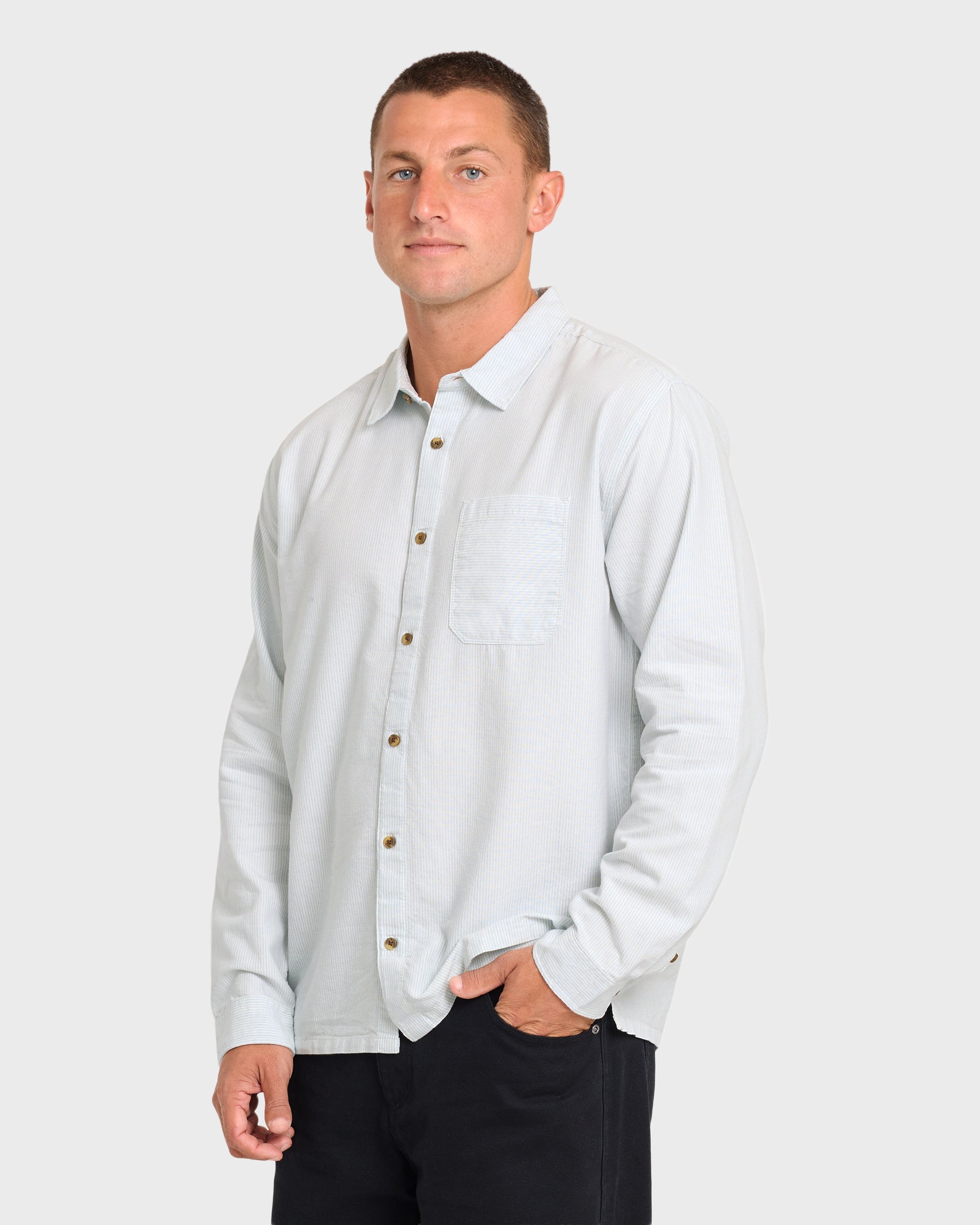Garage Post Up Long Sleeve Oxford Shirt - Blue Smoke