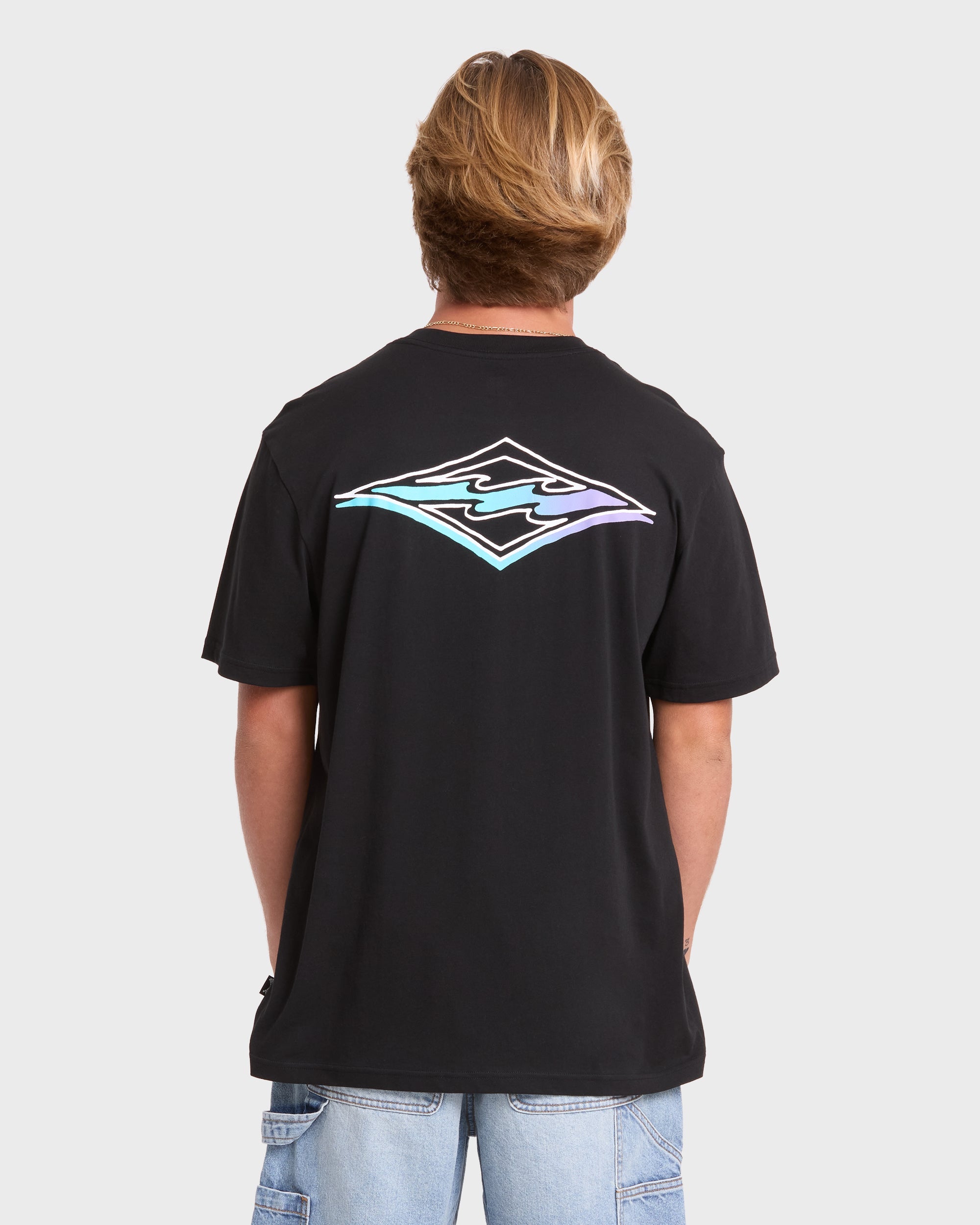 Crayon Wave Premium Short Sleeve Knit T-Shirt - Black