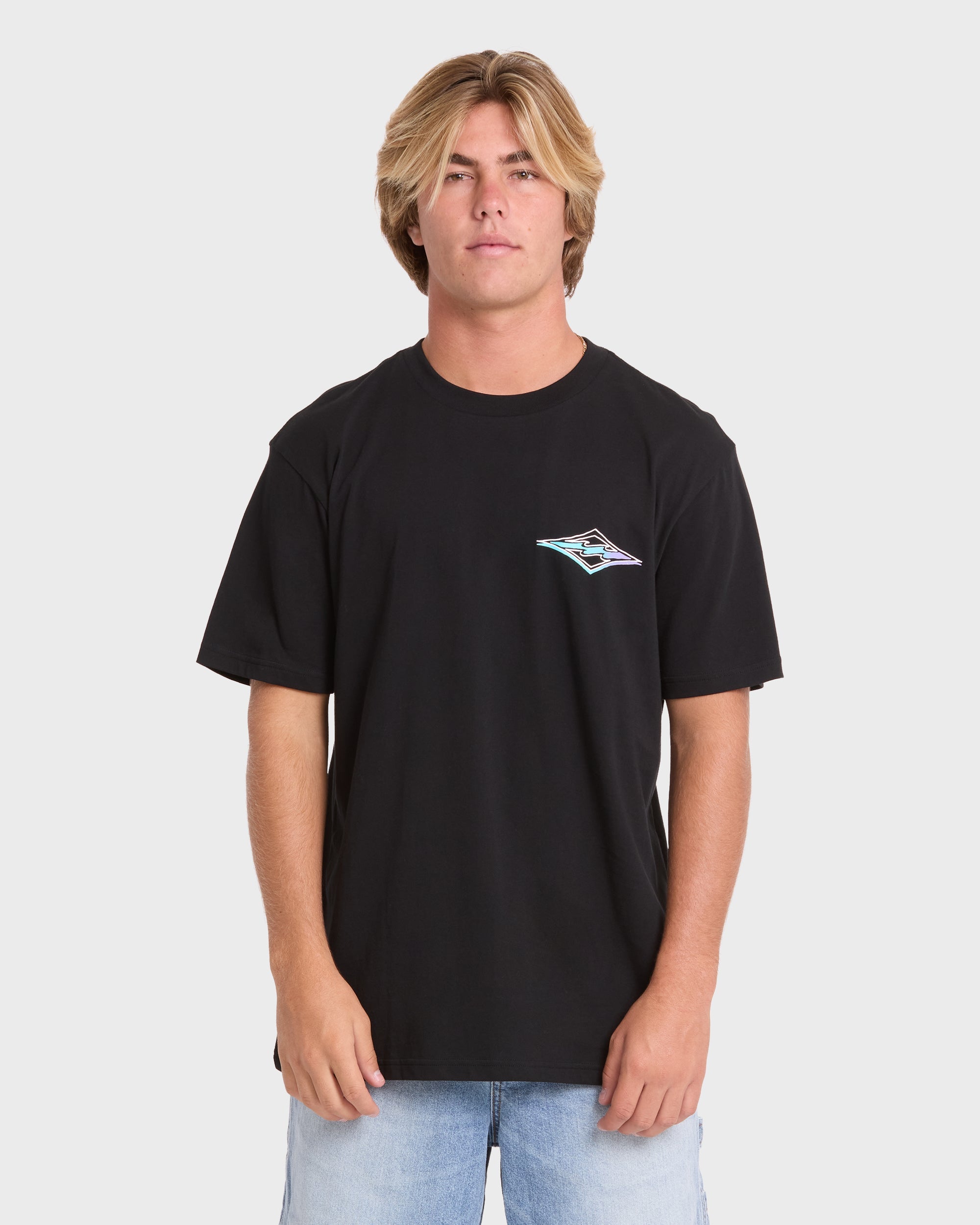 Crayon Wave Premium Short Sleeve Knit T-Shirt - Black
