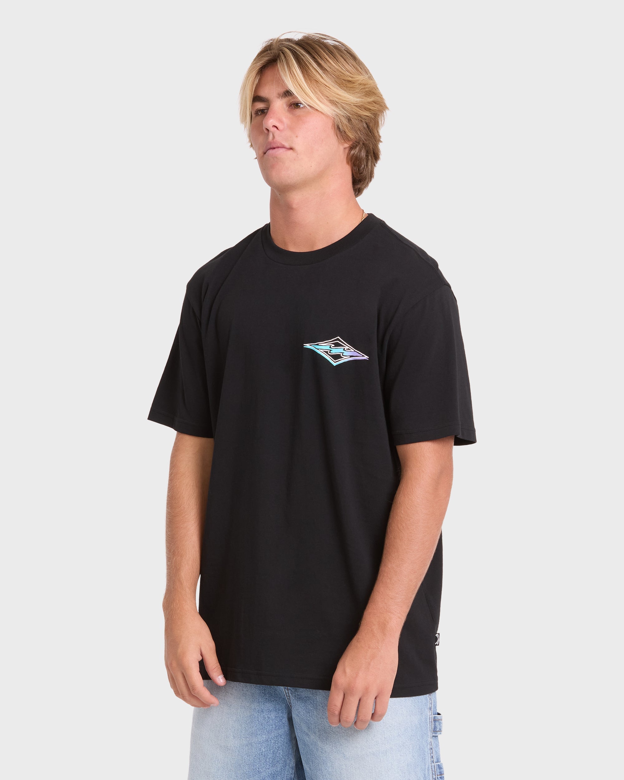 Crayon Wave Premium Short Sleeve Knit T-Shirt - Black