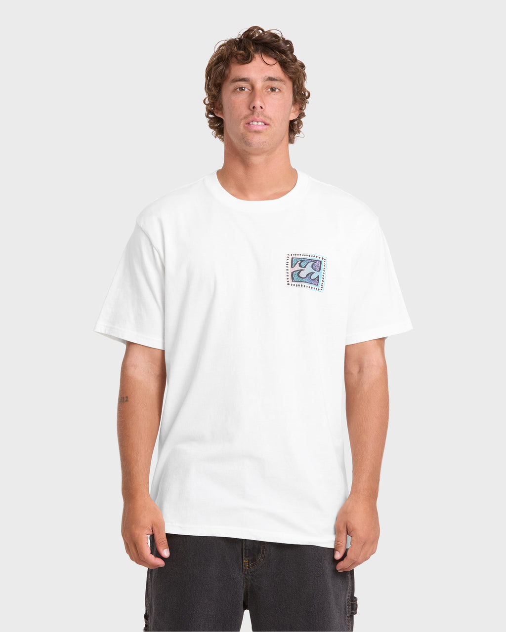 Crayon Wave Premium Short Sleeve Knit T-Shirt - Off White