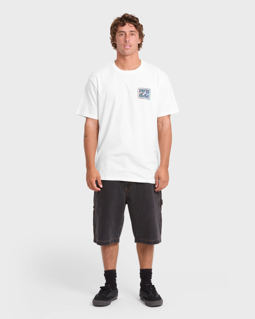Crayon Wave Premium Short Sleeve Knit T-Shirt - Off White