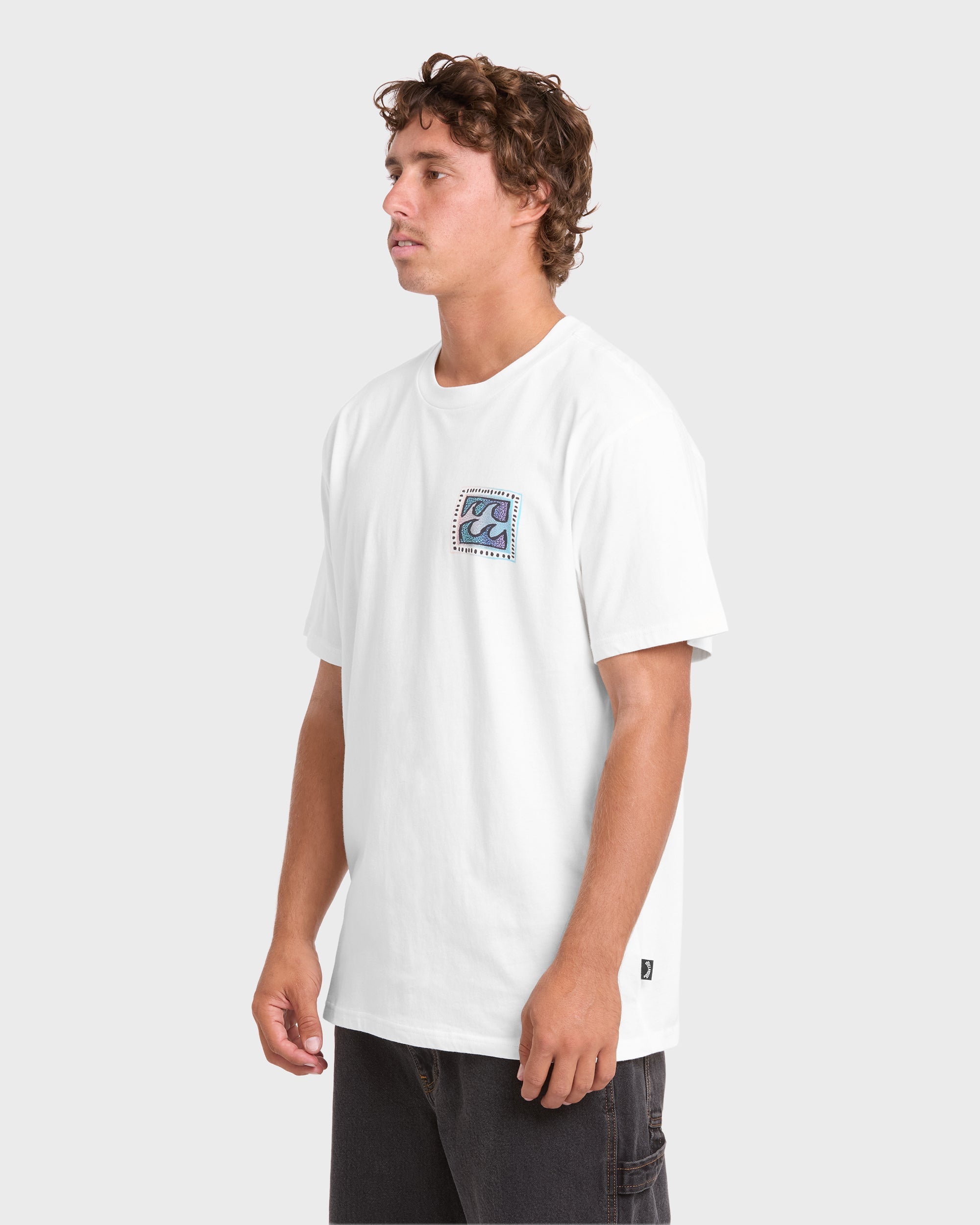 Crayon Wave Premium Short Sleeve Knit T-Shirt - Off White