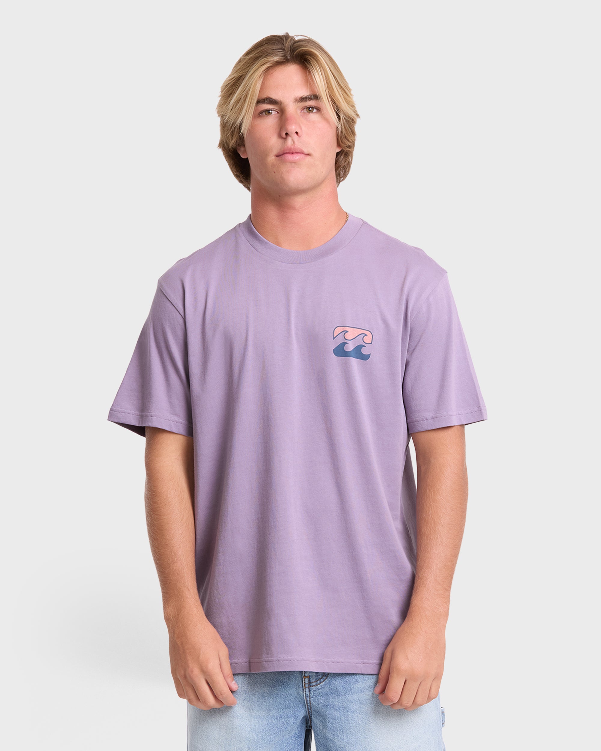 Crayon Wave Premium Short Sleeve Knit T-Shirt - Purple Ash
