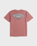 Heritage Arch Wave Washed Premium Short Sleeve Cotton T-Shirt - Red Dahlia