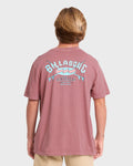 Heritage Arch Wave Washed Premium Short Sleeve Cotton T-Shirt - Red Dahlia