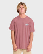 Heritage Arch Wave Washed Premium Short Sleeve Cotton T-Shirt - Red Dahlia