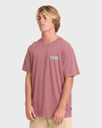Heritage Arch Wave Washed Premium Short Sleeve Cotton T-Shirt - Red Dahlia