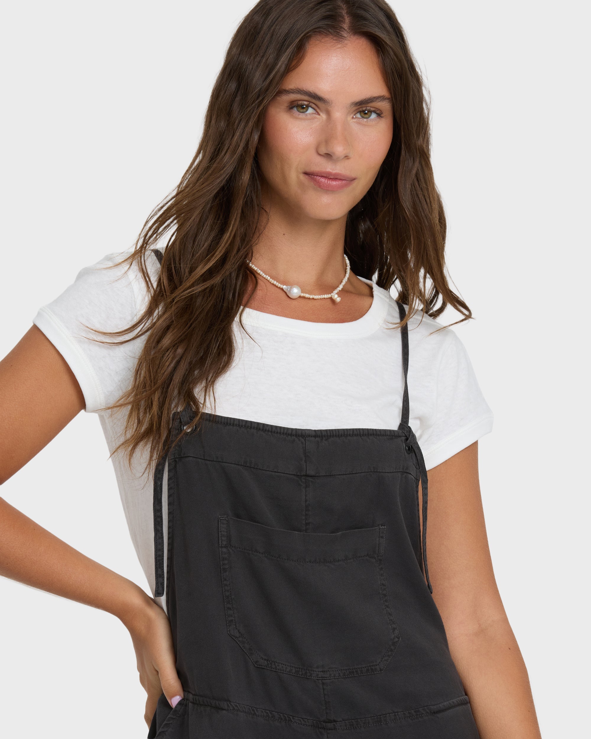 Wild Pursuit Overall Romper - Off Black