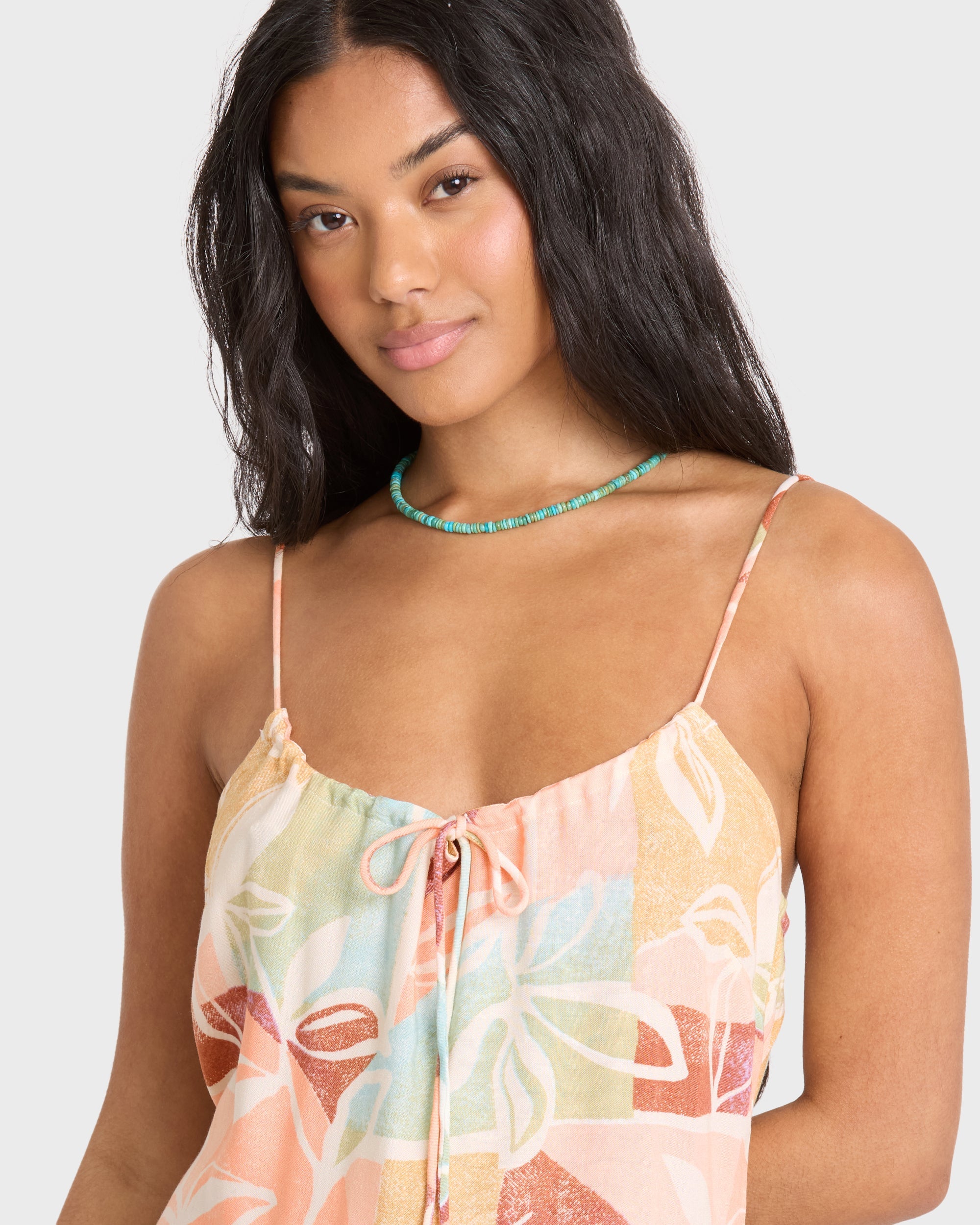 So Simple Crinkle Mini Dress - Orange Multi