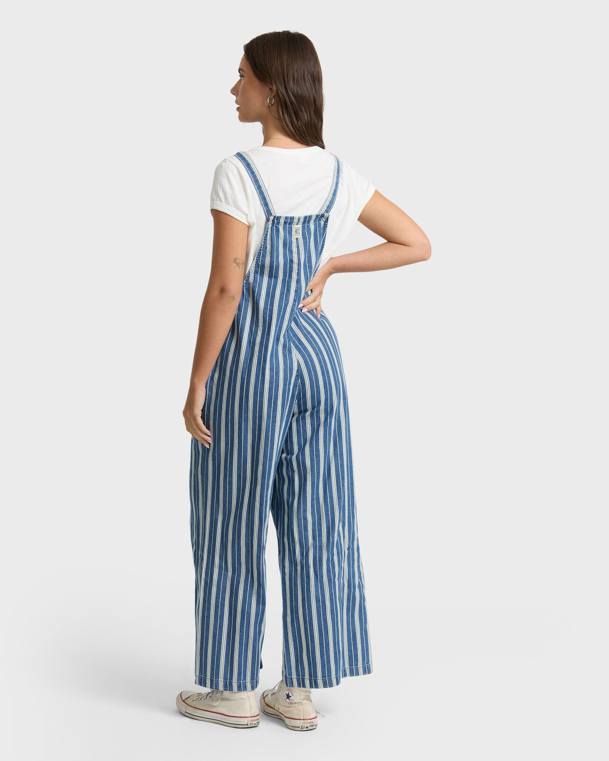 Pacific Time Saltwashed Stripe Jumpsuit - Blue Smoke