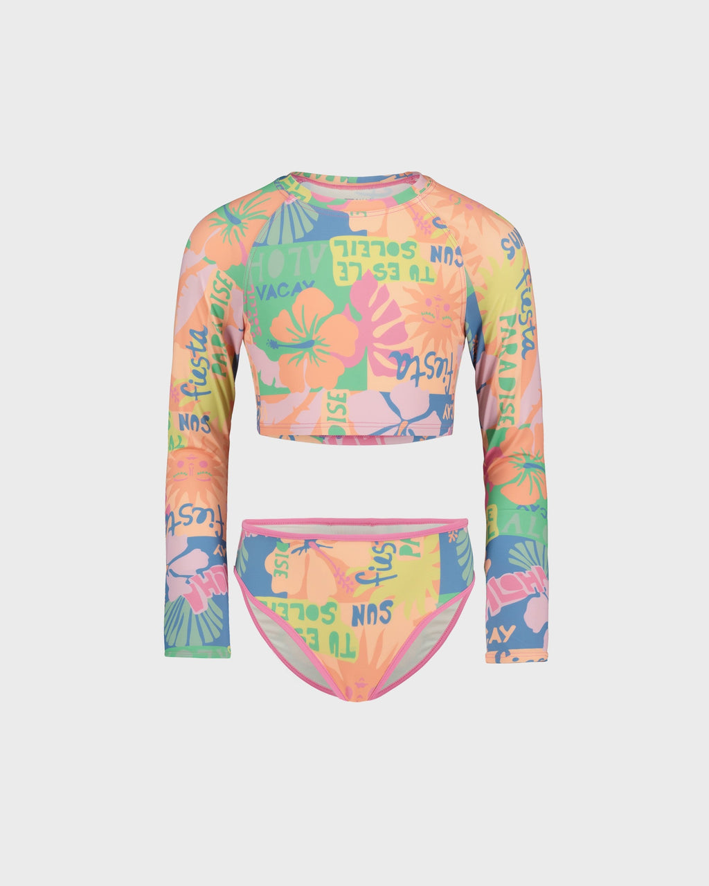 Girls Sun Scape Crop Rashguard Set