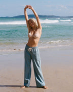 Zonte Elastic Waist Saltwashed Denim Pants - Sea Blue
