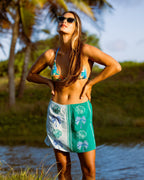 Wave Washed Printed Skirt - Pool Blue