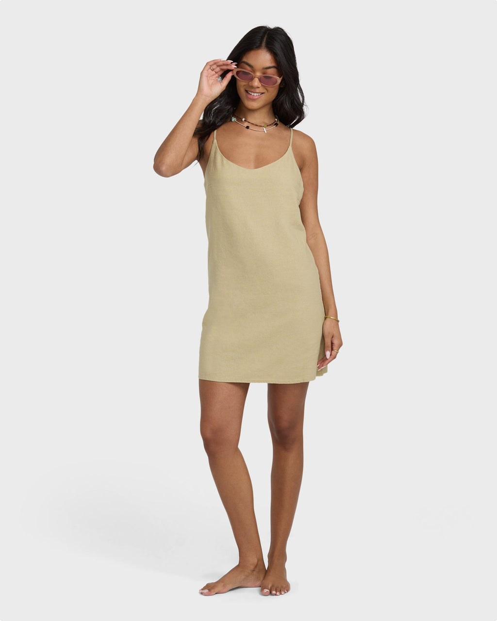Summer Love Mini Slip Dress - Green Ash