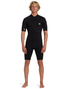 2mm Foil Flatlock Back Zip Short Sleeve Springsuit - Black